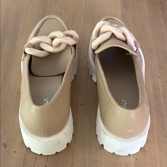 Tan and Cream Loafers with Chunky Sole - Picture 3 of 6